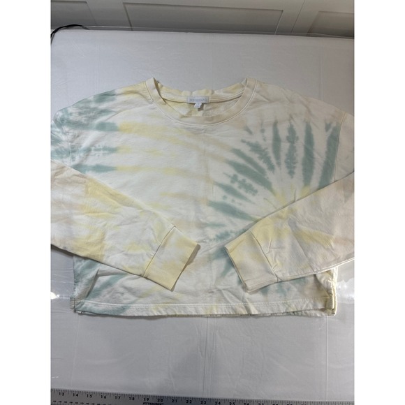 Beyond Yoga Tops - Beyond Yoga Tie Dye Cropped Sweatshirt Yellow Green Pastel Cotton USA Mens M